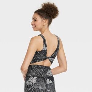 JoyLab Black and White Floral Bra for Active Wear